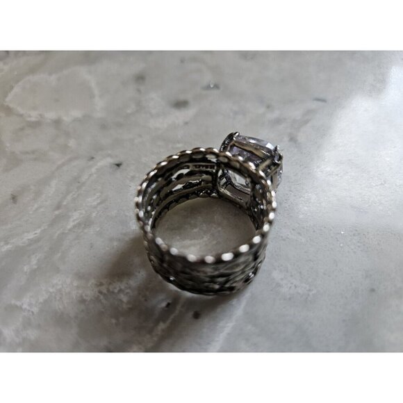YAM Michal & Yuval 925 Sterling Silver Vintage Israel CZ Ring Size 9 - Picture 8 of 11